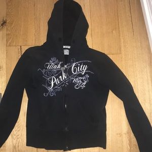 girls black zip up hoodie